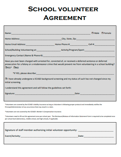 school volunteer agreement template