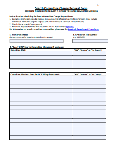 search committee change request form template