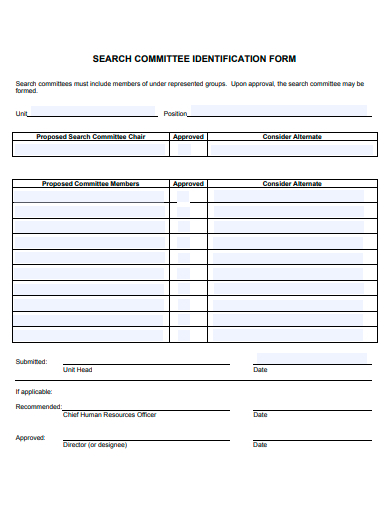 search committee identification form template