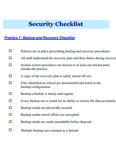 security checklist template