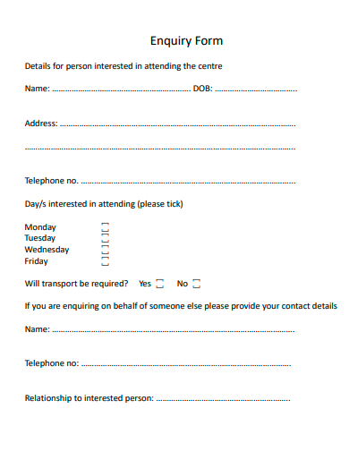 simple enquiry form template