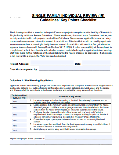 single family individual review individual checklist template