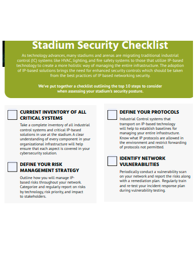 stadium security checklist template