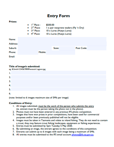 standard entry form template