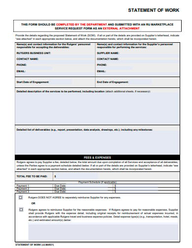 statement of work form template