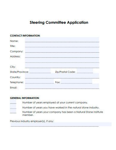 steering committee application template