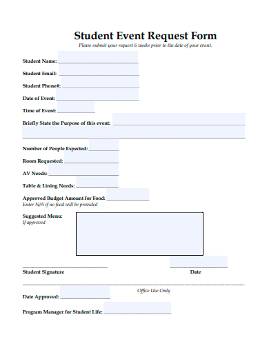 student event request form template