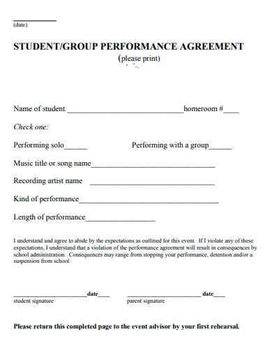student group performance agreement template