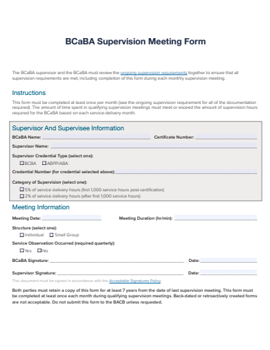 supervision meeting form template