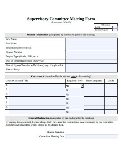supervisory committee meeting form template