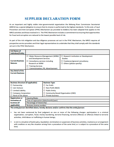 FREE 33 Declaration Form Samples In PDF MS Word FREE 33 Declaration Form Samples In PDF MS Word