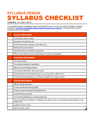 syllabus design checklist template