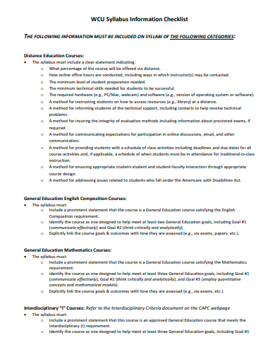 syllabus information checklist template