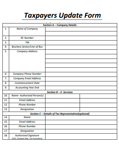 taxpayers update form template