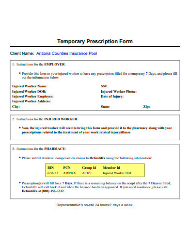 temporary prescription form template