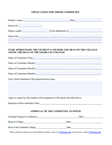 thesis committee application template