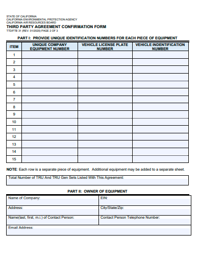 third party confirmation agreement form template