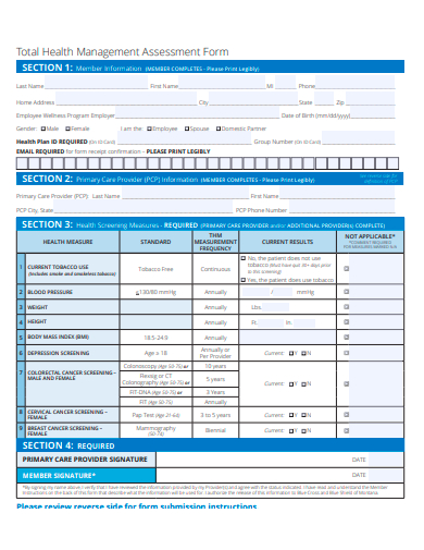 total health management assessment form template