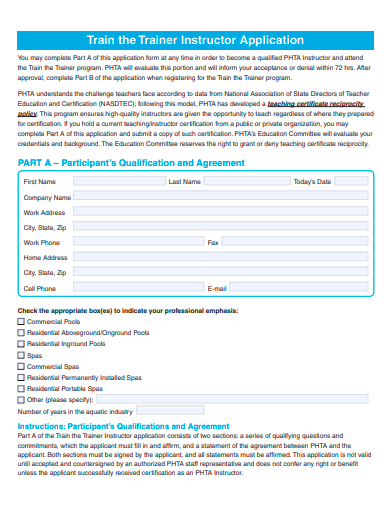 trainer instructor application template