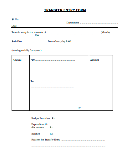 transfer entry form template