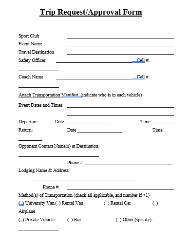 trip request approval form template