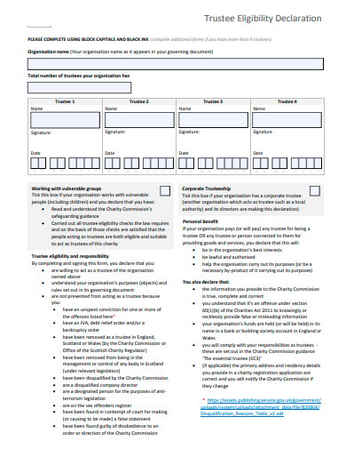 trustee eligibility declaration form template