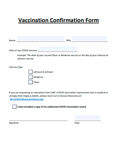 vaccination confirmation form template