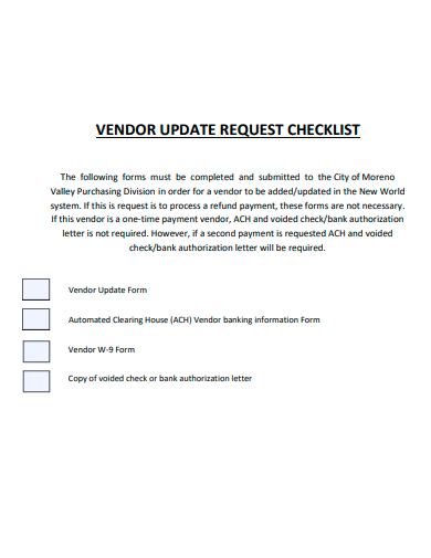 vendor update request checklist template1