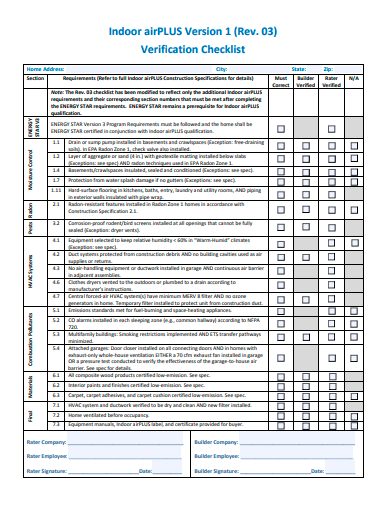 verification checklist template
