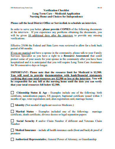 verification checklist in pdf