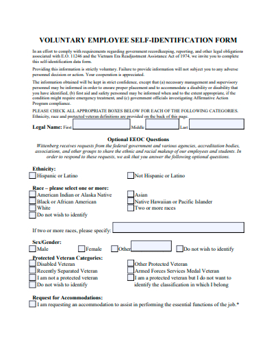 voluntary employee self identification form template