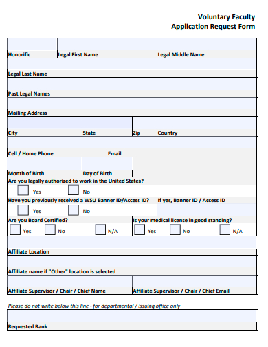 voluntary faculty application request form template