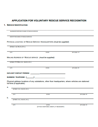 voluntary rescue service recognition application template
