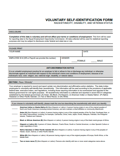 voluntary self identification form template