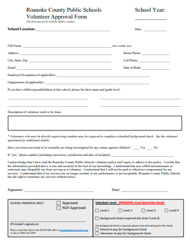 volunteer approval form template