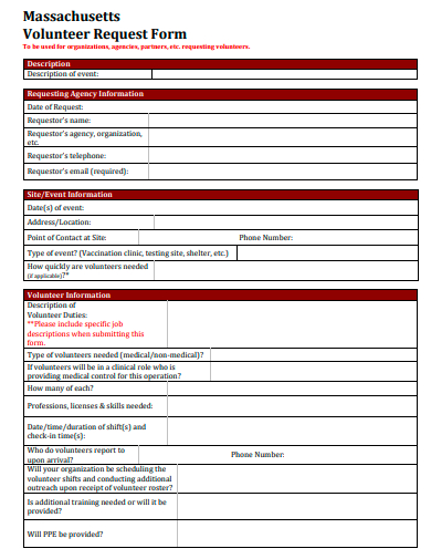 volunteer request form template