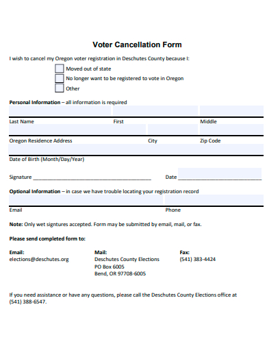 voter cancellation form template