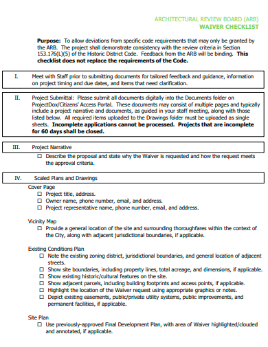 waiver checklist in pdf