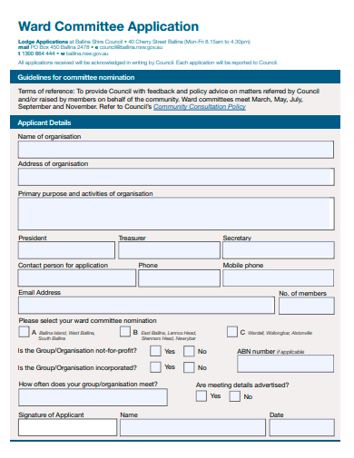 ward committee application template