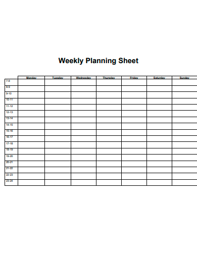 weekly planning sheet template