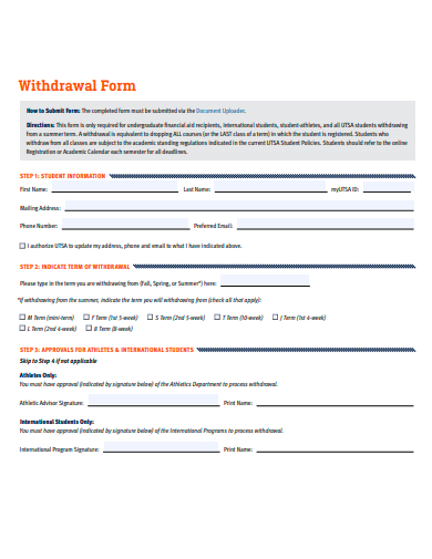 withdrawal form template