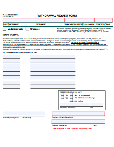 withdrawal request form template