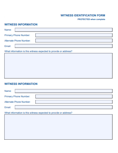 witness identification form template