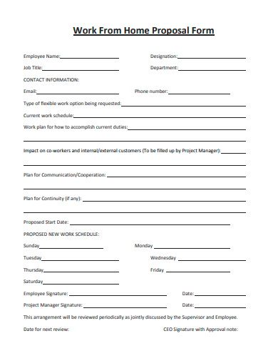 work from home proposal form template