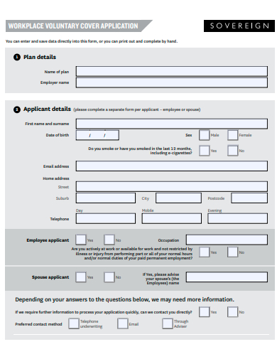 workplace voluntary cover application template