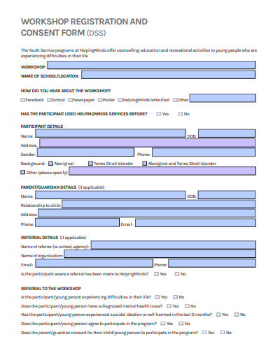 workshop registration and consent form template