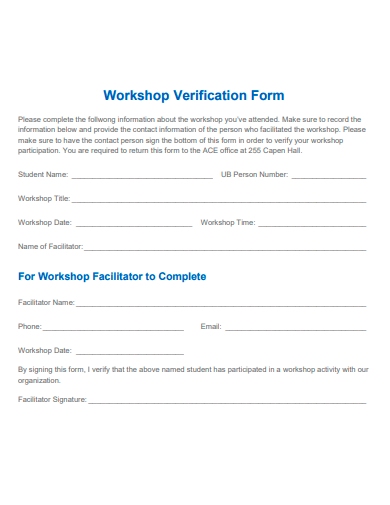workshop verification form template