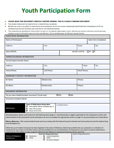youth participation form template