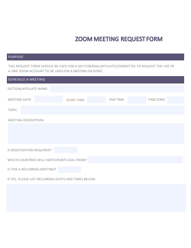 zoom meeting request form template