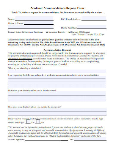 academic accommodations request form template